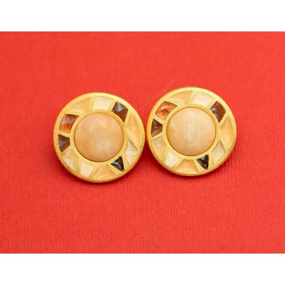 Vintage Nude Quartz Stud Earrings - F8 - Picture 1 of 2